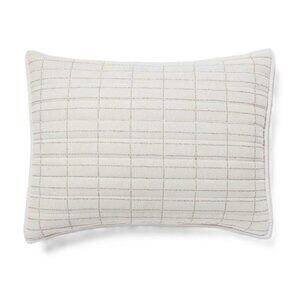 Threshold Dark Cream Flannel Windowpane King Size Quilted Pillow Sham 20" x 36"